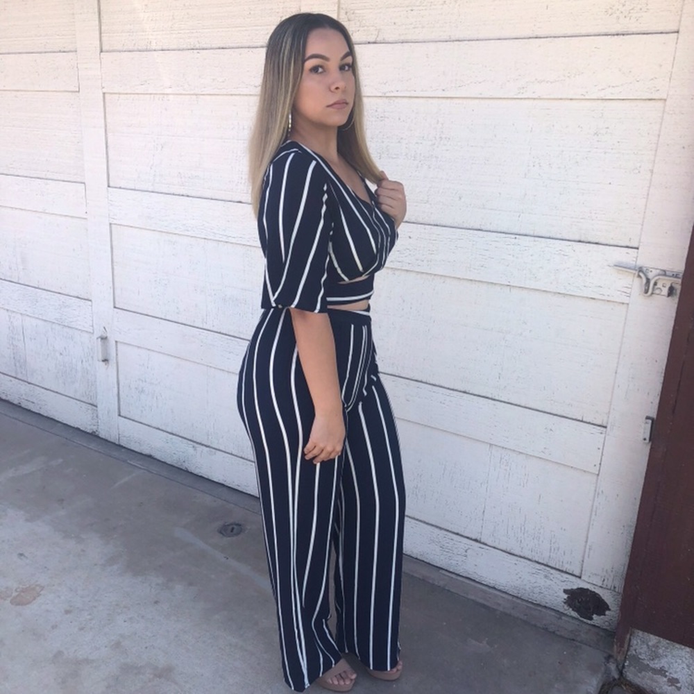 Two Piece Shirt and Pants Striped Set